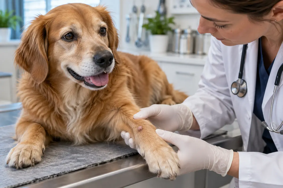 Verrugas en perros examinadas por un veterinario